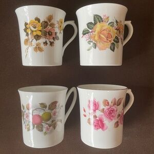 Set of four Royal Minster Bone China Rosina Coffee cups